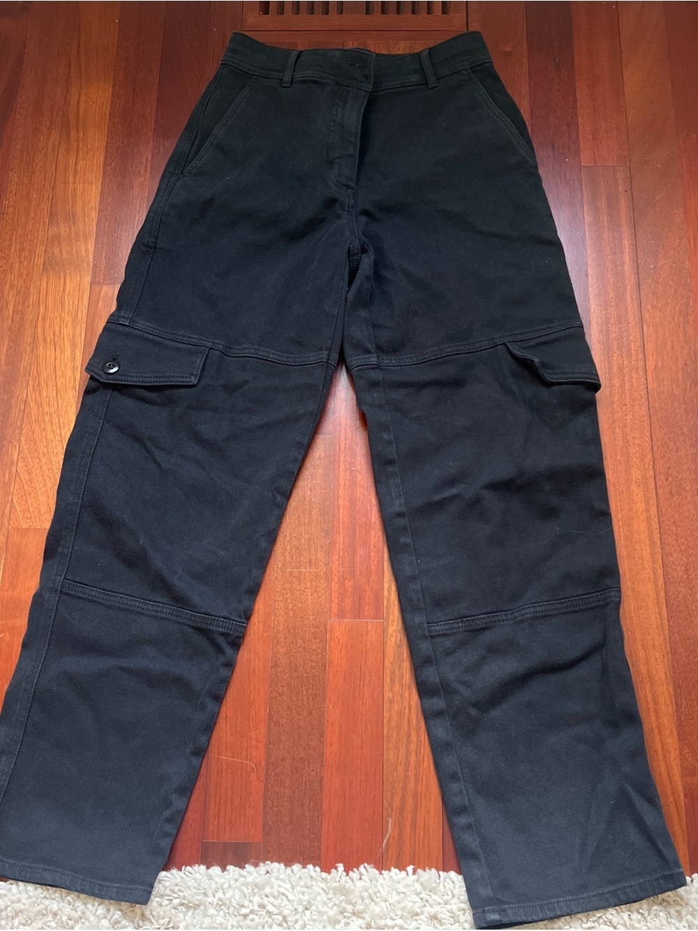 Aritzia Black Wide-Leg Cargo Trousers
